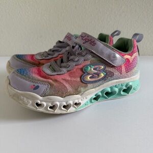 Skechers Girls Size 3 Flutter Heart Lights Simply Love Sneakers Light Up WORKS